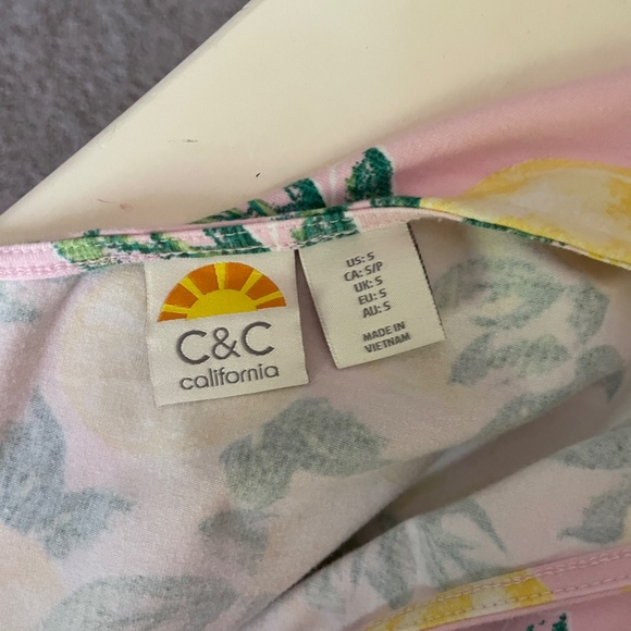 C&C Cotton Pink Dress w/Lemons Size Small - Picture 3 of 3